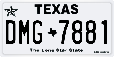 TX license plate DMG7881