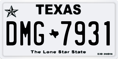 TX license plate DMG7931