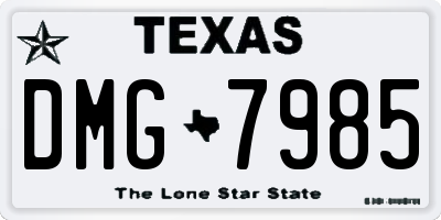 TX license plate DMG7985