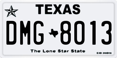 TX license plate DMG8013