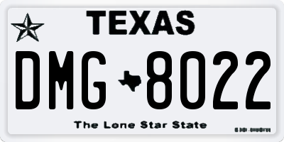 TX license plate DMG8022