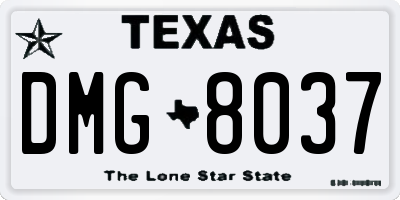 TX license plate DMG8037