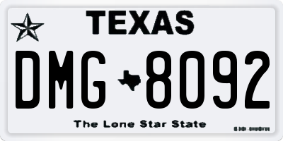 TX license plate DMG8092