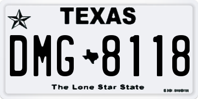 TX license plate DMG8118