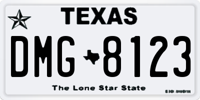 TX license plate DMG8123