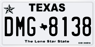 TX license plate DMG8138