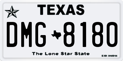TX license plate DMG8180