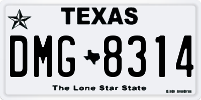 TX license plate DMG8314