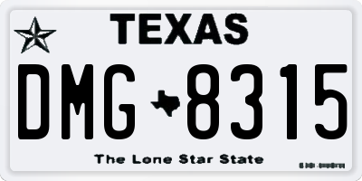 TX license plate DMG8315