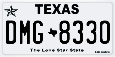 TX license plate DMG8330