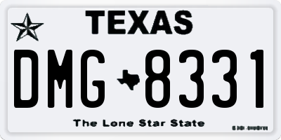 TX license plate DMG8331