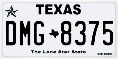 TX license plate DMG8375