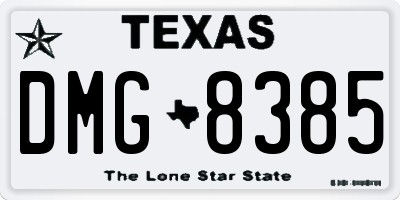 TX license plate DMG8385