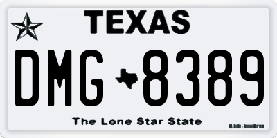 TX license plate DMG8389