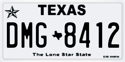 TX license plate DMG8412