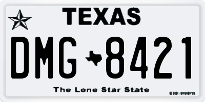 TX license plate DMG8421