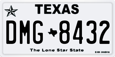 TX license plate DMG8432