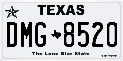 TX license plate DMG8520