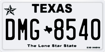 TX license plate DMG8540