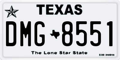 TX license plate DMG8551
