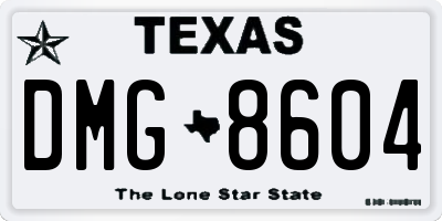 TX license plate DMG8604
