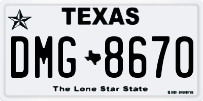 TX license plate DMG8670