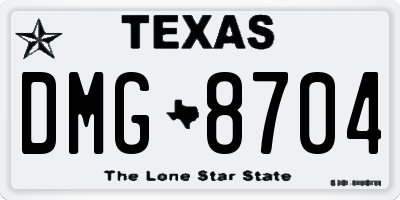 TX license plate DMG8704