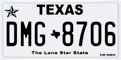 TX license plate DMG8706