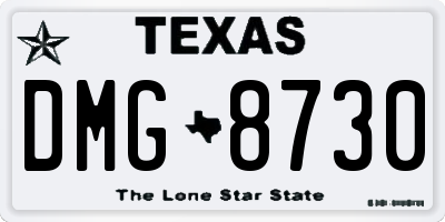 TX license plate DMG8730