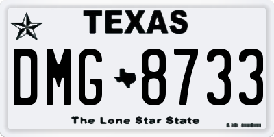 TX license plate DMG8733