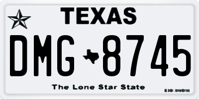 TX license plate DMG8745
