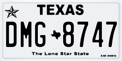 TX license plate DMG8747