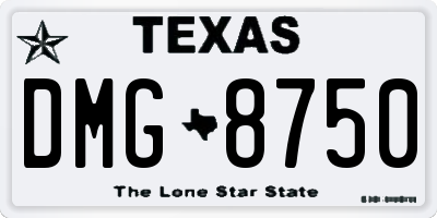 TX license plate DMG8750