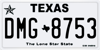 TX license plate DMG8753