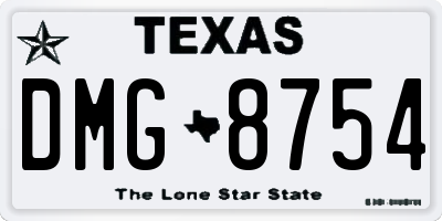 TX license plate DMG8754