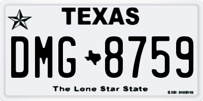 TX license plate DMG8759