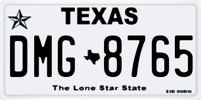 TX license plate DMG8765
