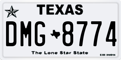 TX license plate DMG8774