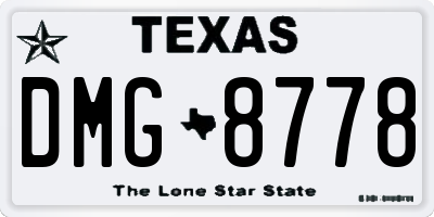 TX license plate DMG8778