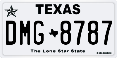 TX license plate DMG8787