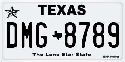 TX license plate DMG8789