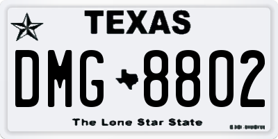 TX license plate DMG8802