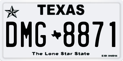 TX license plate DMG8871