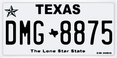 TX license plate DMG8875