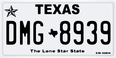TX license plate DMG8939