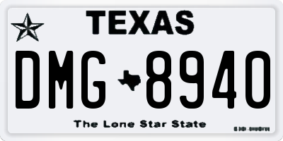 TX license plate DMG8940
