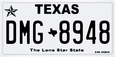 TX license plate DMG8948