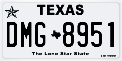 TX license plate DMG8951