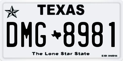 TX license plate DMG8981