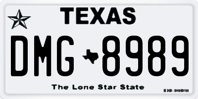 TX license plate DMG8989